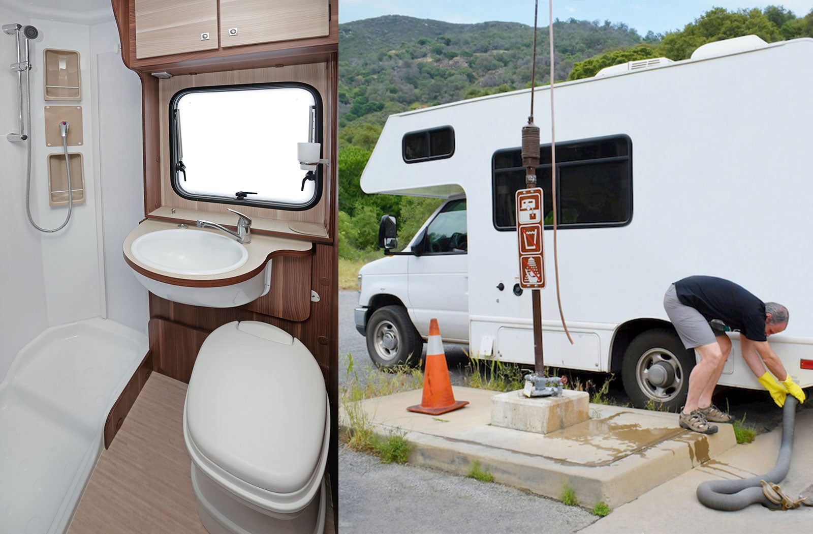 Portable RV/camper toilet and holding tank setup in Eufaula, Alabama
